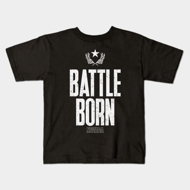 Battle Born Nevada Stage Flag Motto Inspirational Kids T-Shirt by Daribo